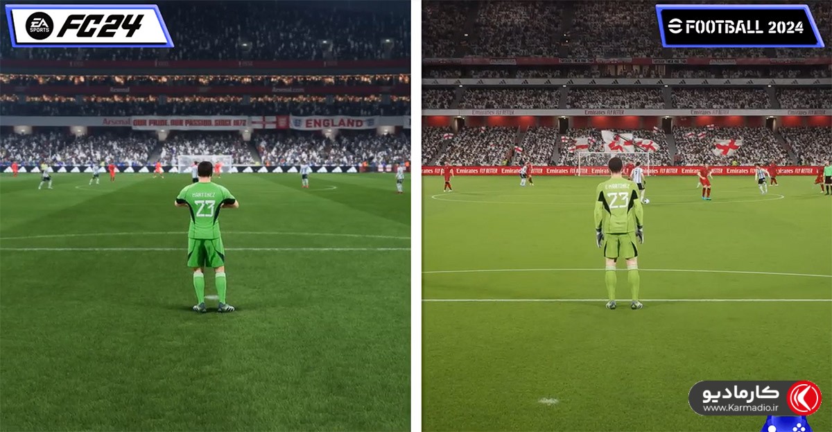 مقایسه گرافیک EA Sports FC24 و EFootball 2024